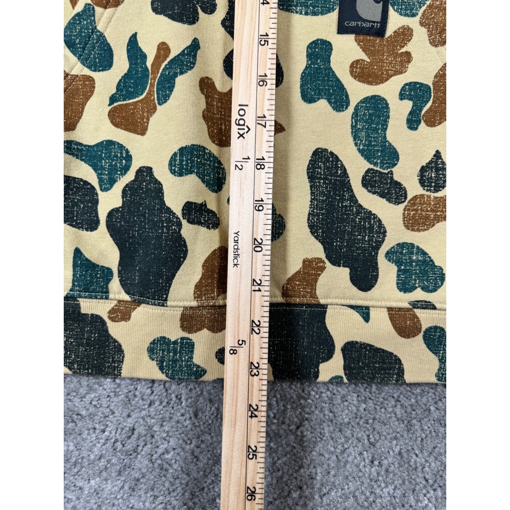 Carhartt Kids Camo Hoodie Pullover Sweatshirt Tan Teal Brown Logo Size L 14-16 - Picture 7 of 7